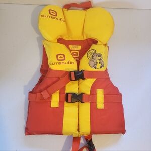 Kids Red Life Jacket Child Size 30-60 Lbs Buckles Outbound